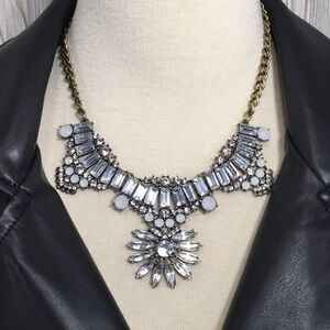 STATEMENT Necklace Faux Rhinestone Daisy 16”